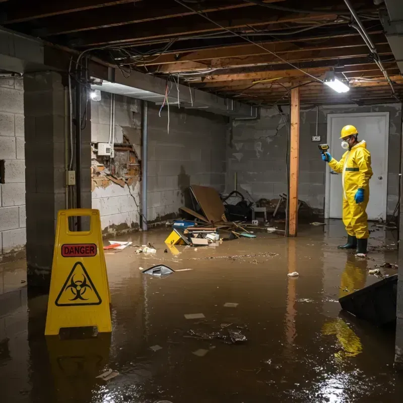 Flooded Basement Electrical Hazard in Owen County, IN Property